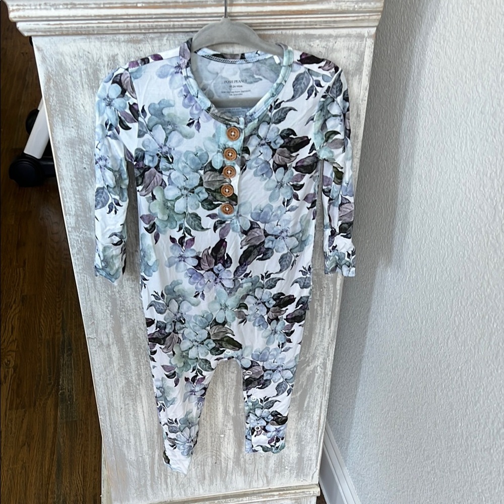 Floral Kids Romper with Wooden Buttons